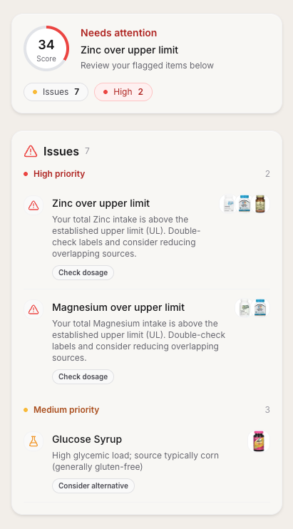 Safety insights preview showing issues and flagged items